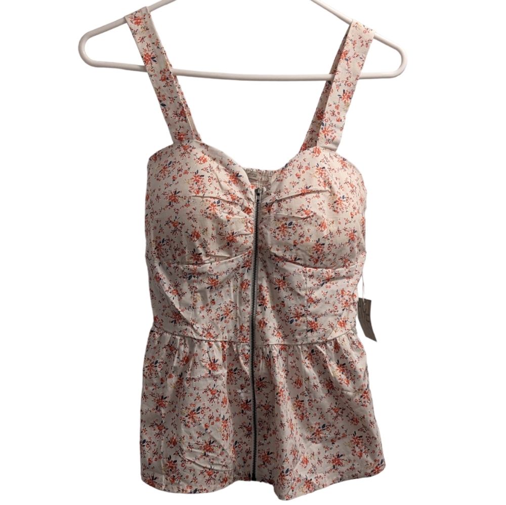 🆕 Active USA Floral Zip Up Tank L - Picture 1 of 2